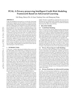 PCAL: A Privacy-preserving Intelligent Credit Risk Modeling Framework
  Based on Adversarial Learning