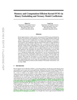 Memory and Computation-Efficient Kernel SVM via Binary Embedding and
  Ternary Model Coefficients