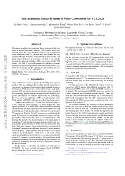 The Academia Sinica Systems of Voice Conversion for VCC2020