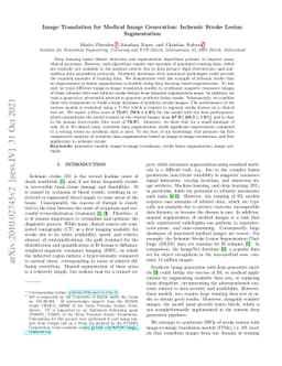 Image Translation for Medical Image Generation -- Ischemic Stroke
  Lesions