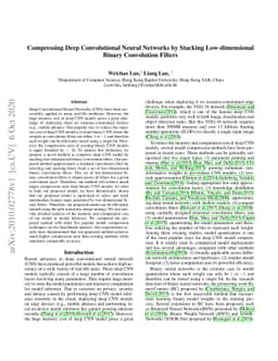 Compressing Deep Convolutional Neural Networks by Stacking
  Low-dimensional Binary Convolution Filters