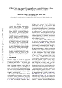 A Multi-Task Incremental Learning Framework with Category Name Embedding
  for Aspect-Category Sentiment Analysis