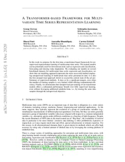 A Transformer-based Framework for Multivariate Time Series
  Representation Learning