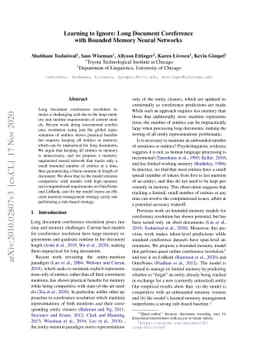 Learning to Ignore: Long Document Coreference with Bounded Memory Neural
  Networks