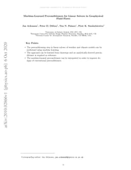 Machine-Learned Preconditioners for Linear Solvers in Geophysical Fluid
  Flows