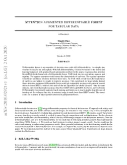 Attention augmented differentiable forest for tabular data