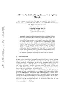 Motion Prediction Using Temporal Inception Module