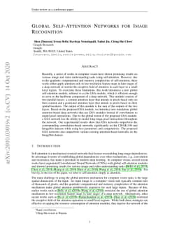 Global Self-Attention Networks for Image Recognition