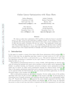 Online Linear Optimization with Many Hints
