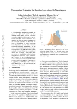 Unsupervised Evaluation for Question Answering with Transformers