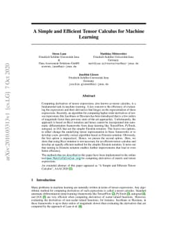 A Simple and Efficient Tensor Calculus for Machine Learning