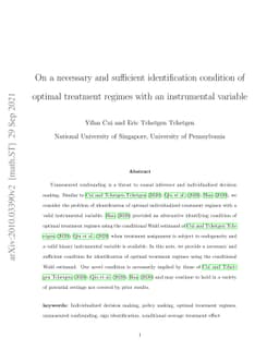 On a necessary and sufficient identification condition of optimal
  treatment regimes with an instrumental variable