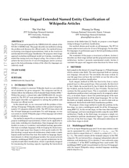 Cross-lingual Extended Named Entity Classification of Wikipedia Articles