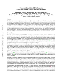 Understanding Clinical Trial Reports: Extracting Medical Entities and
  Their Relations