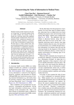 Characterizing the Value of Information in Medical Notes