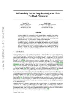 Differentially Private Deep Learning with Direct Feedback Alignment