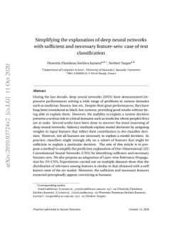 Simplifying the explanation of deep neural networks with sufficient and
  necessary feature-sets: case of text classification