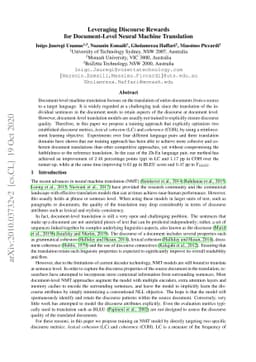 Leveraging Discourse Rewards for Document-Level Neural Machine
  Translation