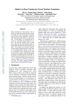 Shallow-to-Deep Training for Neural Machine Translation