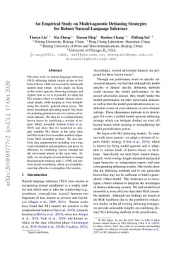 An Empirical Study on Model-agnostic Debiasing Strategies for Robust
  Natural Language Inference