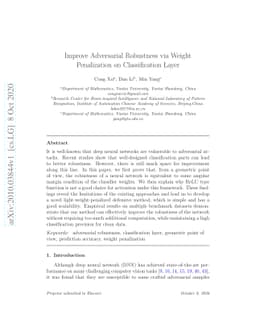 Improve Adversarial Robustness via Weight Penalization on Classification
  Layer