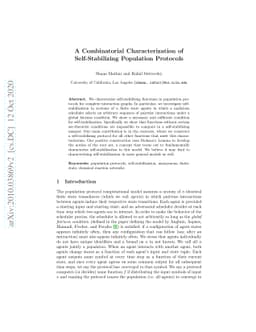 A Combinatorial Characterization of Self-Stabilizing Population
  Protocols