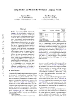 Large Product Key Memory for Pretrained Language Models
