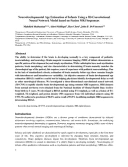 Neurodevelopmental Age Estimation of Infants Using a 3D-Convolutional
  Neural Network Model based on Fusion MRI Sequences