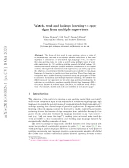 Watch, read and lookup: learning to spot signs from multiple supervisors