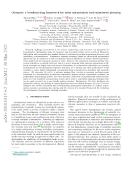 Olympus: a benchmarking framework for noisy optimization and experiment
  planning