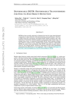 Deformable DETR: Deformable Transformers for End-to-End Object Detection