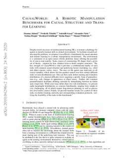 CausalWorld: A Robotic Manipulation Benchmark for Causal Structure and
  Transfer Learning