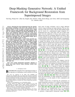 Deep-Masking Generative Network: A Unified Framework for Background
  Restoration from Superimposed Images