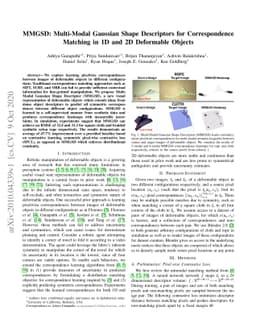 MMGSD: Multi-Modal Gaussian Shape Descriptors for Correspondence
  Matching in 1D and 2D Deformable Objects