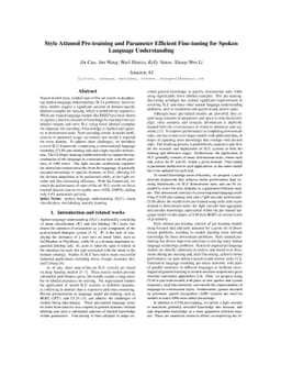 Style Attuned Pre-training and Parameter Efficient Fine-tuning for
  Spoken Language Understanding