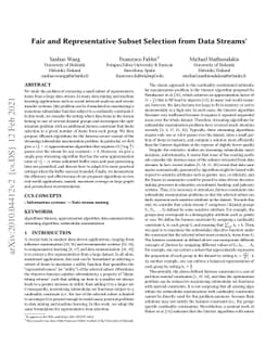 Fair and Representative Subset Selection from Data Streams
