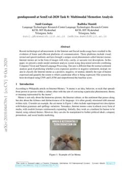 gundapusunil at SemEval-2020 Task 8: Multimodal Memotion Analysis
