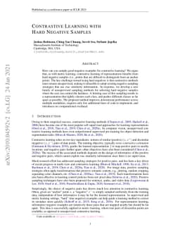 Contrastive Learning with Hard Negative Samples
