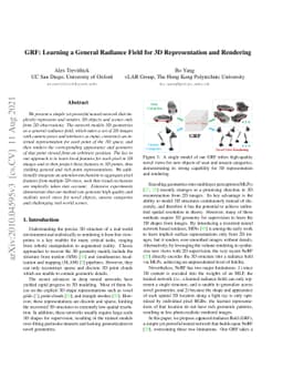 GRF: Learning a General Radiance Field for 3D Representation and
  Rendering