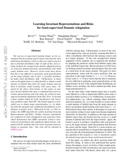Learning Invariant Representations and Risks for Semi-supervised Domain
  Adaptation
