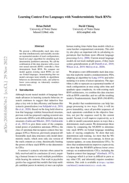 Learning Context-Free Languages with Nondeterministic Stack RNNs