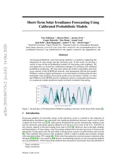 Short-Term Solar Irradiance Forecasting Using Calibrated Probabilistic
  Models