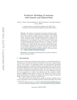 Predictive Modeling of Anatomy with Genetic and Clinical Data