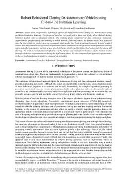 Robust Behavioral Cloning for Autonomous Vehicles using End-to-End
  Imitation Learning