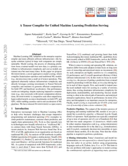 A Tensor Compiler for Unified Machine Learning Prediction Serving