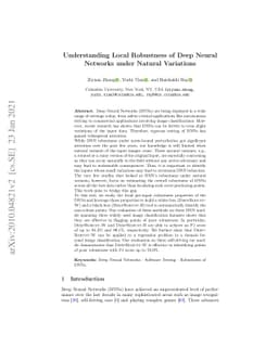 Understanding Local Robustness of Deep Neural Networks under Natural
  Variations
