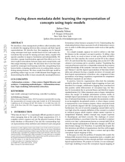 Paying down metadata debt: learning the representation of concepts using
  topic models