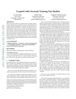 CryptoCredit: Securely Training Fair Models