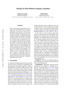 Self-play for Data Efficient Language Acquisition