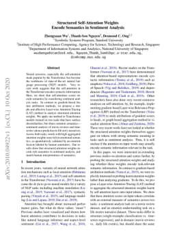 Structured Self-Attention Weights Encode Semantics in Sentiment Analysis